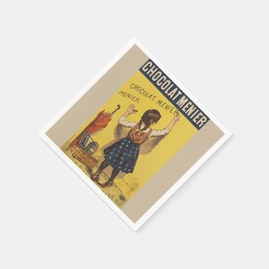 Serviette En Papier Chocolat Menier Petite fille Mur écriture (Coin)