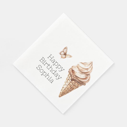 Serviette En Papier Chocolat Mocha Ice Cream Cone Anniversaire (Coin)