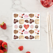 Serviette En Papier Chocolat moderne bonbons confiserie Motif de coeur (En situation)