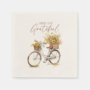 Serviette En Papier Choisissez d'être reconnaissant - Vélo et automne 