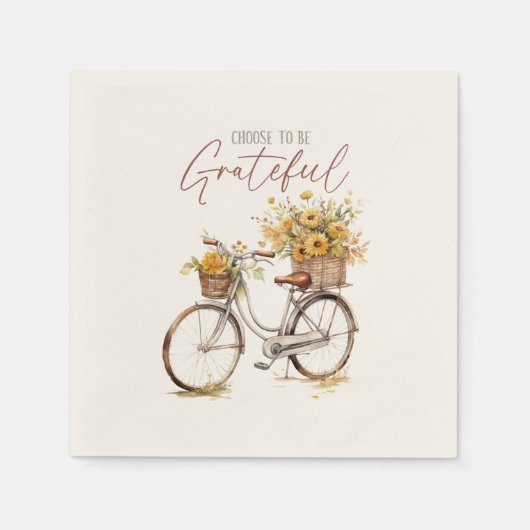 Serviette En Papier Choisissez d'être reconnaissant - Vélo et automne (Devant)