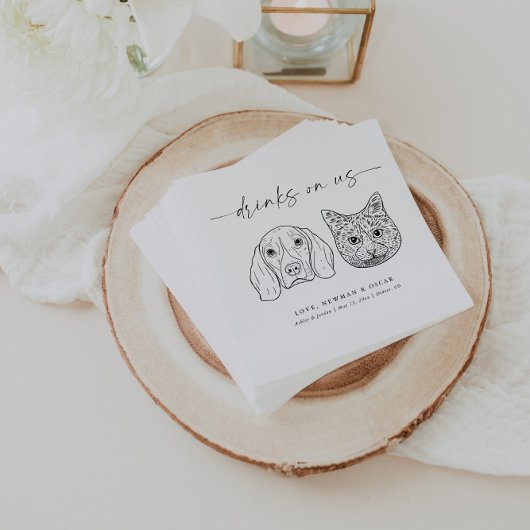 Serviette En Papier CHOISISSEZ VOS ANIMAUX Mariages Chat + Boissons de