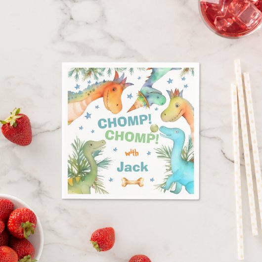 Serviette En Papier CHOMP personnalisé ! CHOMP ! Dinosaur Napkin (En situation)