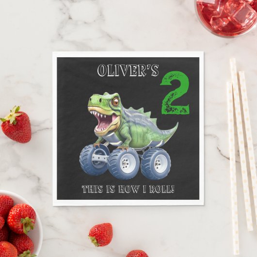 Serviette En Papier Chou Dinosaur monstre camion d'anniversaire person (En situation)