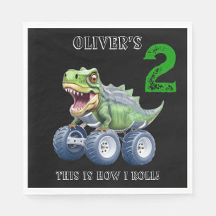 Serviette En Papier Chou Dinosaur monstre camion d'anniversaire person