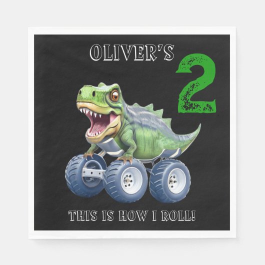 Serviette En Papier Chou Dinosaur monstre camion d'anniversaire person (Devant)