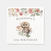 Serviette En Papier Chouette à l'aquarelle mignonne fête d'anniversair (Devant)