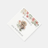 Serviette En Papier Chouette à l'aquarelle mignonne fête d'anniversair (Coin)