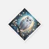 Serviette En Papier Chouette À Neige Et Lune Avec Étincelle, (Coin)