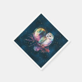 Serviette En Papier Chouette arc-en-ciel mystique et Pleine lune céles (Coin)