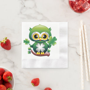 Serviette En Papier Chouette bébé mignon St Patrick dessin animé