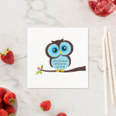 Serviette En Papier Chouette bleue (En situation)