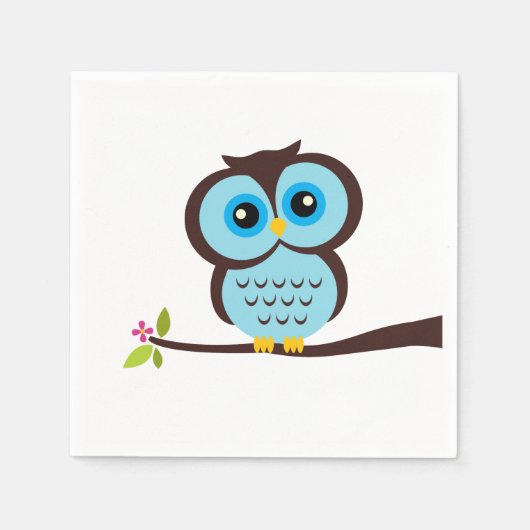 Serviette En Papier Chouette bleue (Devant)