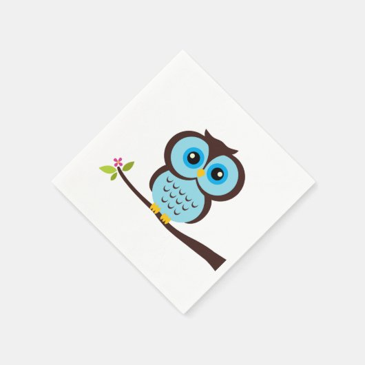 Serviette En Papier Chouette bleue (Coin)