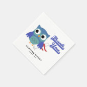 Serviette En Papier Chouette Bleue Bleue avec Diplôme (Coin)