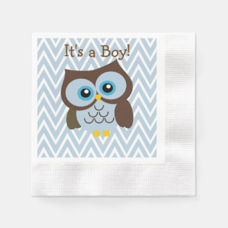 Serviette En Papier Chouette bleue personnalisée et serviettes Chevron