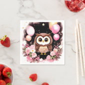 Serviette En Papier Chouette d'anniversaire (En situation)