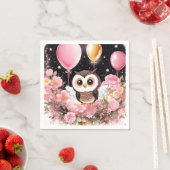 Serviette En Papier Chouette d'anniversaire (En situation)