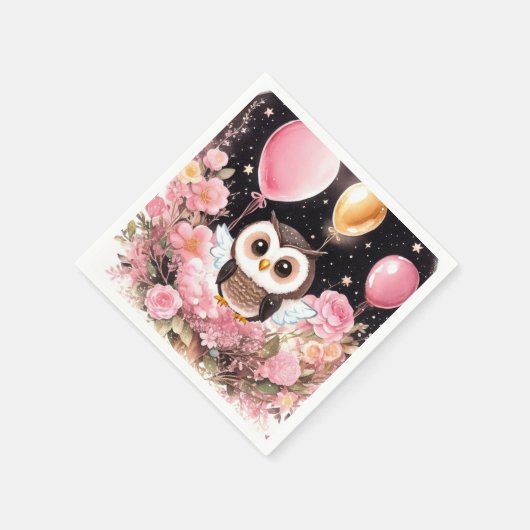 Serviette En Papier Chouette d'anniversaire (Coin)