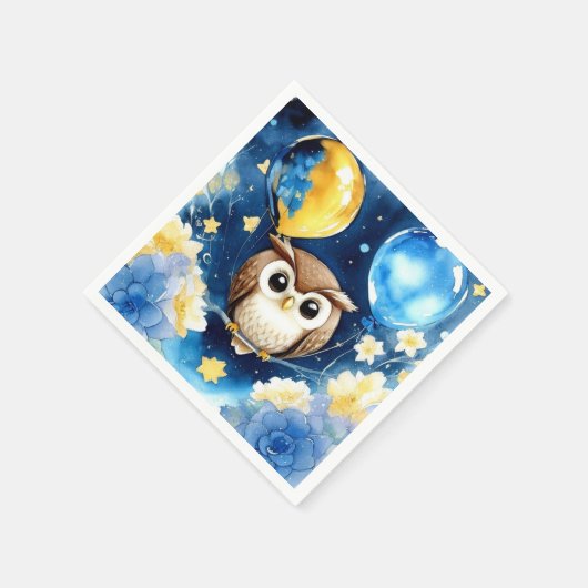 Serviette En Papier Chouette d'anniversaire (Coin)
