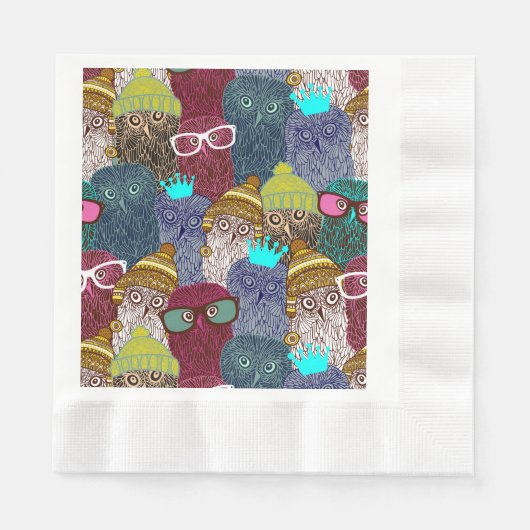 Serviette En Papier Chouette dans la couronne (Devant)