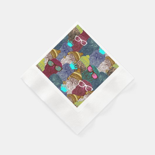 Serviette En Papier Chouette dans la couronne (Coin)
