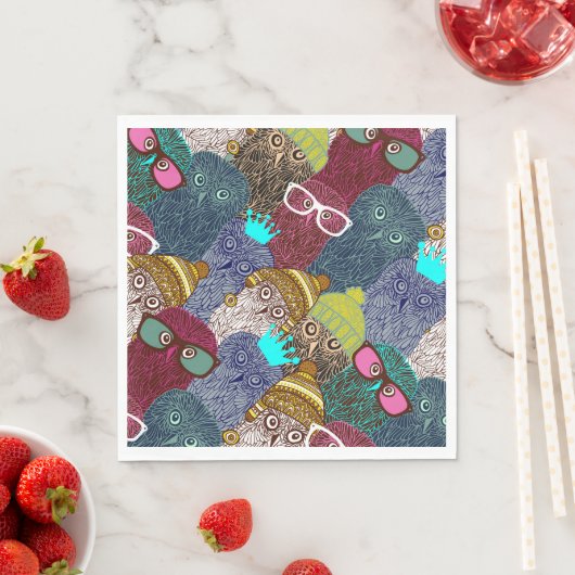 Serviette En Papier Chouette dans la couronne (En situation)