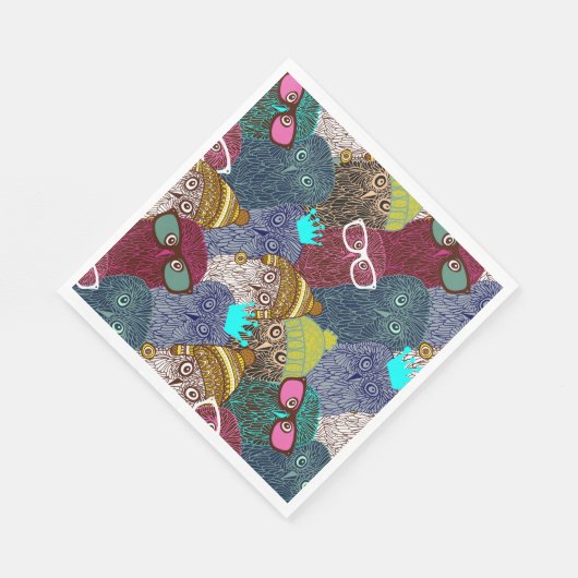 Serviette En Papier Chouette dans la couronne (Coin)
