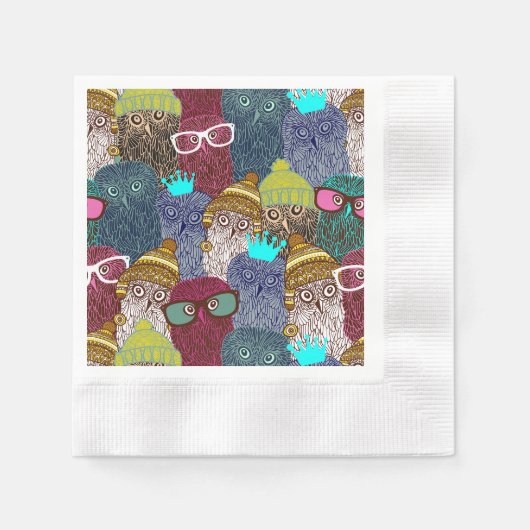 Serviette En Papier Chouette dans la couronne (Devant)