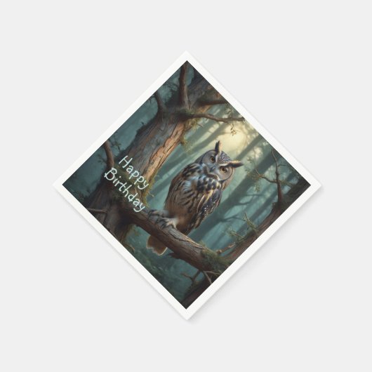 Serviette En Papier Chouette dans la Forêt Magique (Coin)