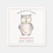 Serviette En Papier Chouette d'aquarelle douce Baby shower neutre (Devant)
