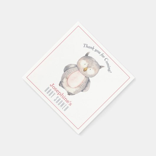 Serviette En Papier Chouette d'aquarelle douce Baby shower neutre (Coin)
