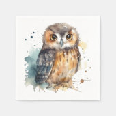 Serviette En Papier Chouette d'aquarelle mignonne (Devant)