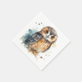 Serviette En Papier Chouette d'aquarelle mignonne (Coin)