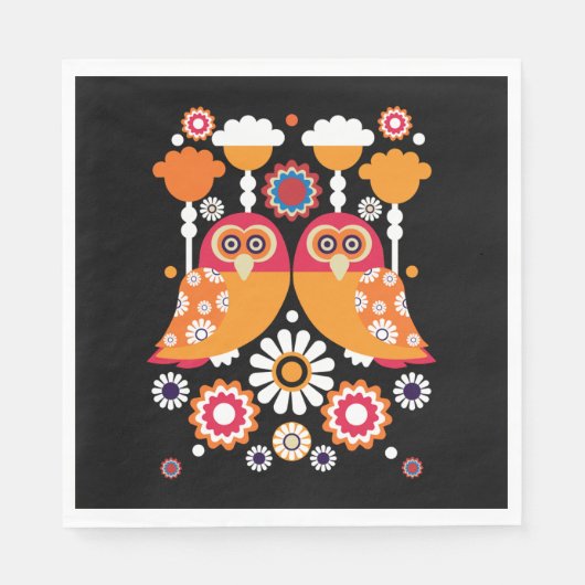 Serviette En Papier Chouette d'art populaire (Devant)