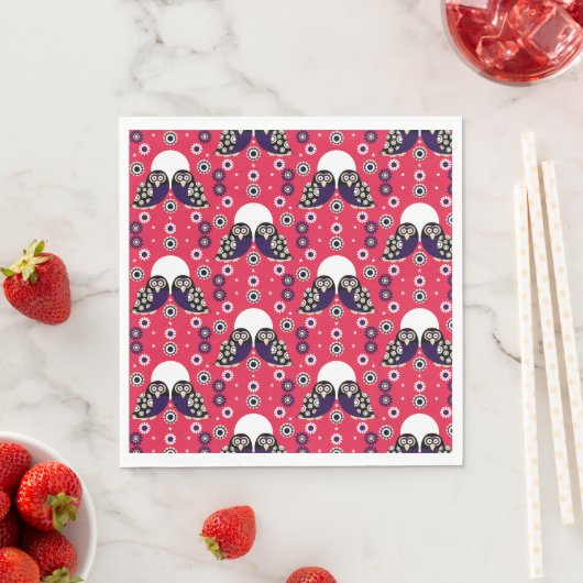 Serviette En Papier Chouette d'art populaire (En situation)