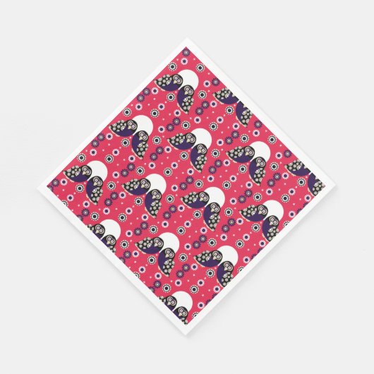 Serviette En Papier Chouette d'art populaire (Coin)