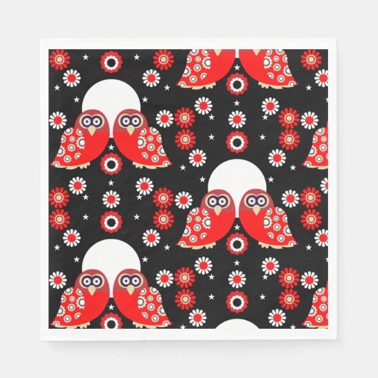 Serviette En Papier Chouette d'art populaire (Devant)