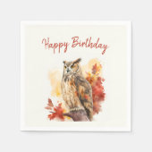 Serviette En Papier Chouette d'automne - Anniversaire (Devant)