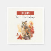 Serviette En Papier Chouette d'automne - Anniversaire (Devant)