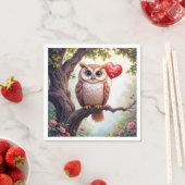 Serviette En Papier Chouette de la Saint-Valentin avec ballon en forme (En situation)