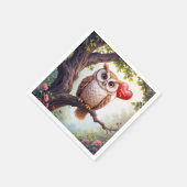 Serviette En Papier Chouette de la Saint-Valentin avec ballon en forme (Coin)