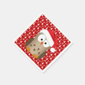 Serviette En Papier Chouette de Noël avec chapeau de Noël (Coin)
