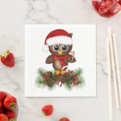 Serviette En Papier Chouette De Noël Cute Sur Papier De Pine (En situation)