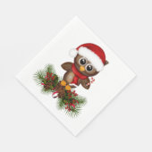Serviette En Papier Chouette De Noël Cute Sur Papier De Pine (Coin)