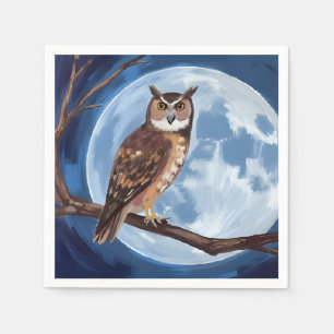 Serviette En Papier Chouette Effrayante Pleine Lune Halloween
