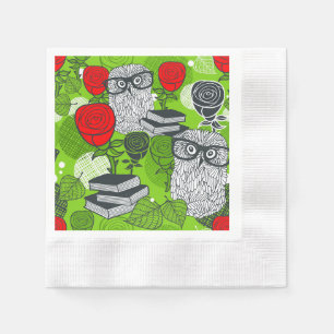 Serviette En Papier Chouette en roses rouges