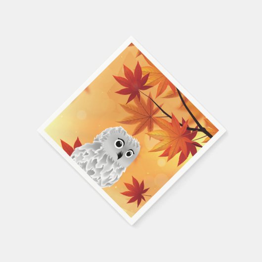 Serviette En Papier Chouette Feuilles automnales Feuilles Automne Plaq (Coin)