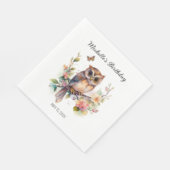Serviette En Papier Chouette Fleurs de printemps Papillons Joyeux Nom  (Coin)