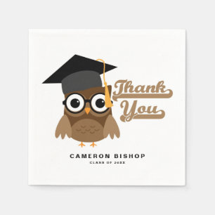 Serviette En Papier Chouette mignonne avec lunettes Partie de graduati